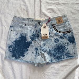 BELLFIELD “Tamara” Tie Dye Denim Cutoff Shorts-16